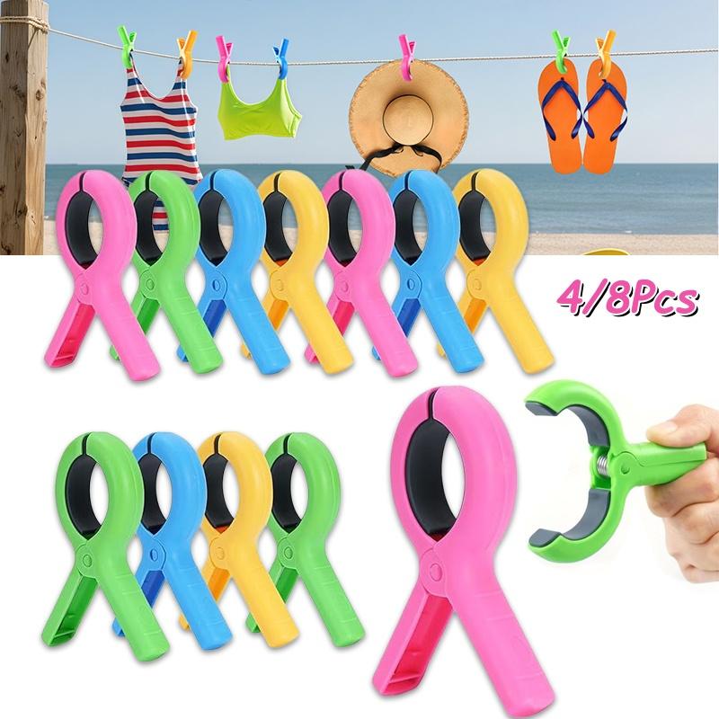 Beach Towel Large - ビーチチェア用タオルクリップ、大型ビーチタオルクリップ4/8パック、椅子、クルーズ、プール用マルチカラービーチタオルクリップ