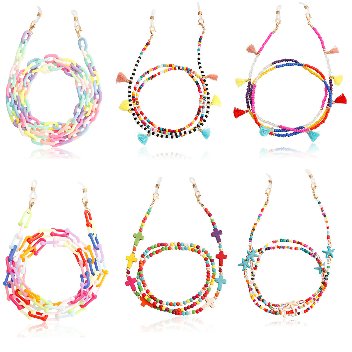 Sunglass Retainer Cord - ファッショナブルなアイマスク,デュアルユース,ボヘミアン,カラフルなビーズチェーン,紛失防止マスク,サングラス,メガネアクセサリー