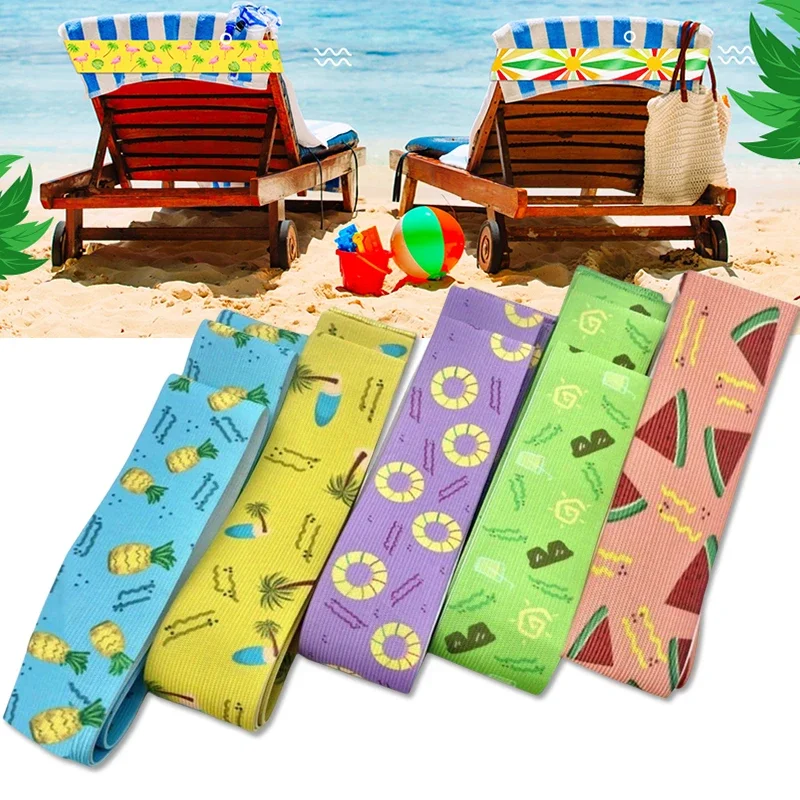 Beach Towel Large - ビーチチェア、クルーズチェア用大型タオルバンド5個、伸縮性のある防風ラウンジクリップストラップホルダー、夏のプールに最適