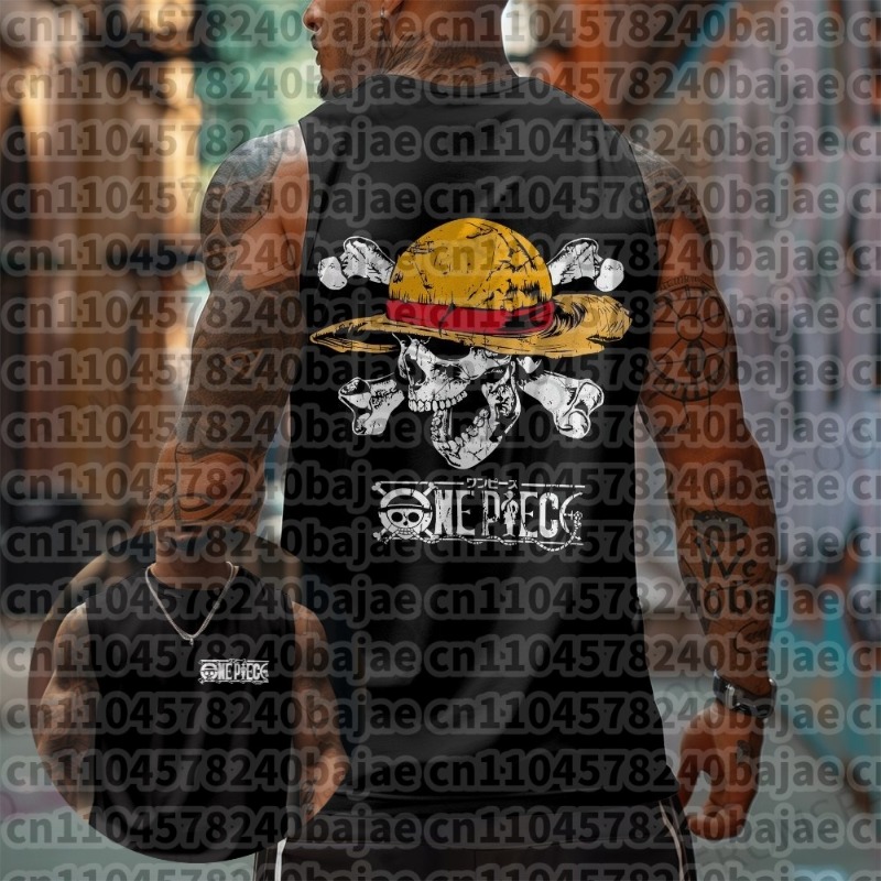 Tank Top Muscle - 2026 ワンピースフィットネスノースリーブタンクトップ男性アニメルフィストリート夏カジュアルベストワークアウトボディービル筋肉シャツ