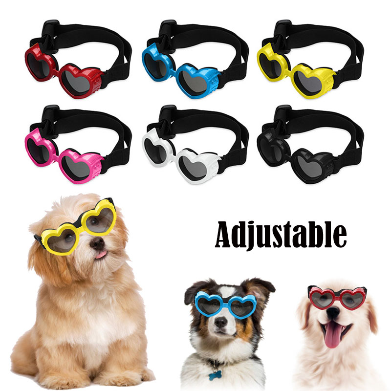 Sunglass Retainer Cord - 1 PC ハート型小型犬用サングラス防水 UV 保護猫用サングラス調節可能なストラップ付きゴーグルペット製品