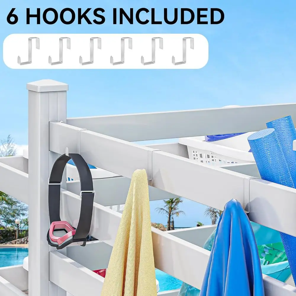 タオルラックと6つのフック付きプール収納ビン、大型ヌードルホ - Beach Towel Large のレビューと価格