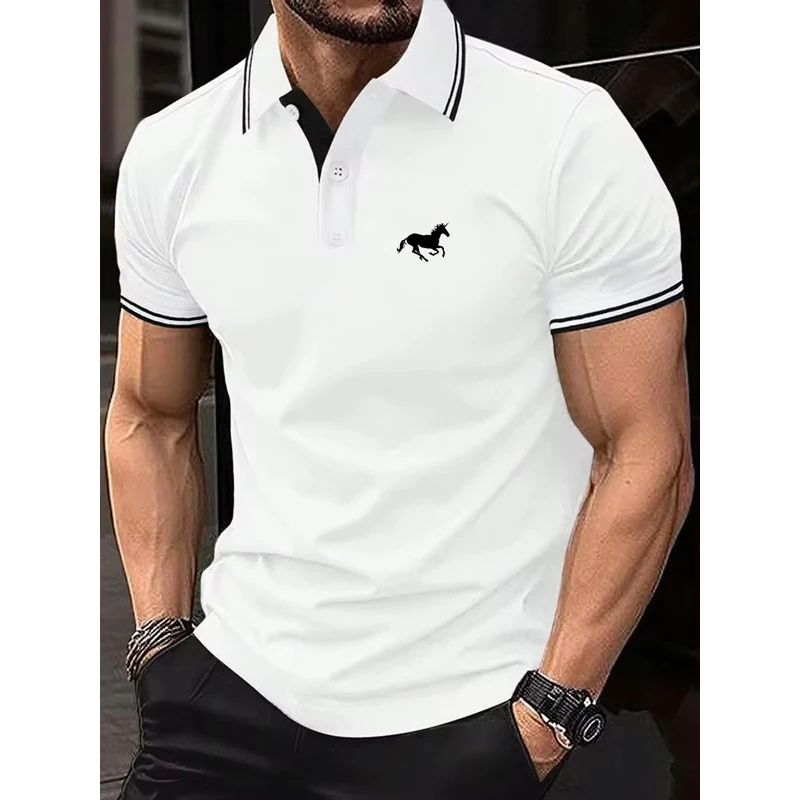 メンズ新作Tシャツ、クラシック半袖ポロシャツ、夏用カジュアル - Polo Shirt Pique のレビューと価格