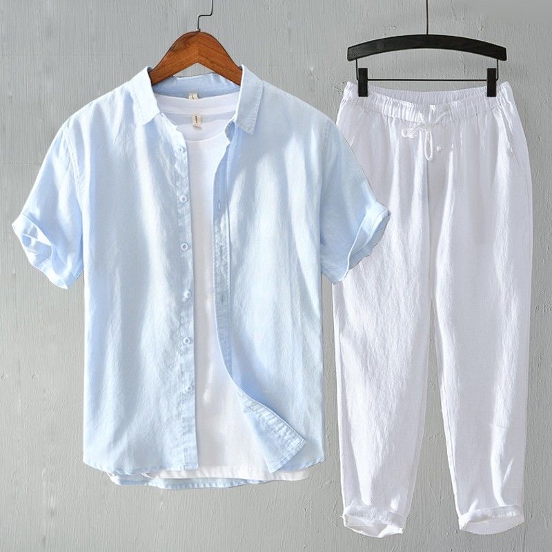 本当に超低価格！ こんなお買い得！ メンズ綿麻半袖シャツ通気 - Linen Shirt Breathable のレビューと価格