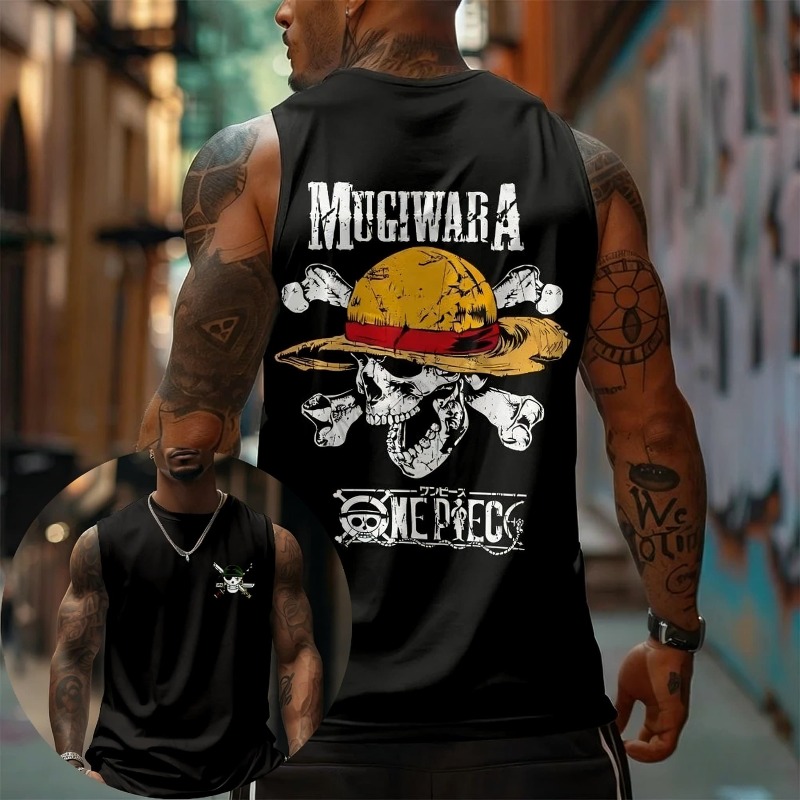 ワンピース ムギワラ麦わら帽子 スカル タンクトップ アニメ - Tank Top Muscle のレビューと価格