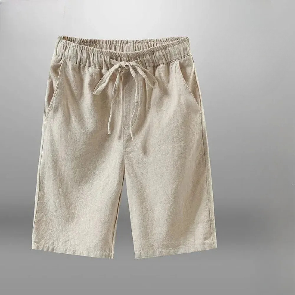 2026 新しいメンズショーツ男性用コットンリネンカジュアル - Short Linen Drawstring のレビューと価格