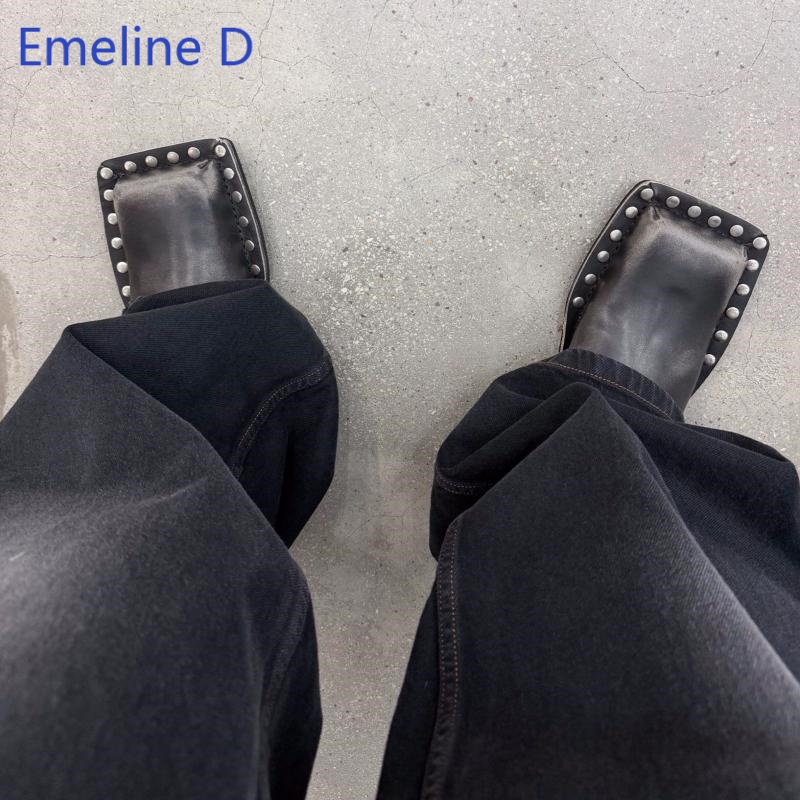 ユニセックススクエアトゥミュールスライド、フェード加工レザー - Flip Flop Leather Men のレビューと価格