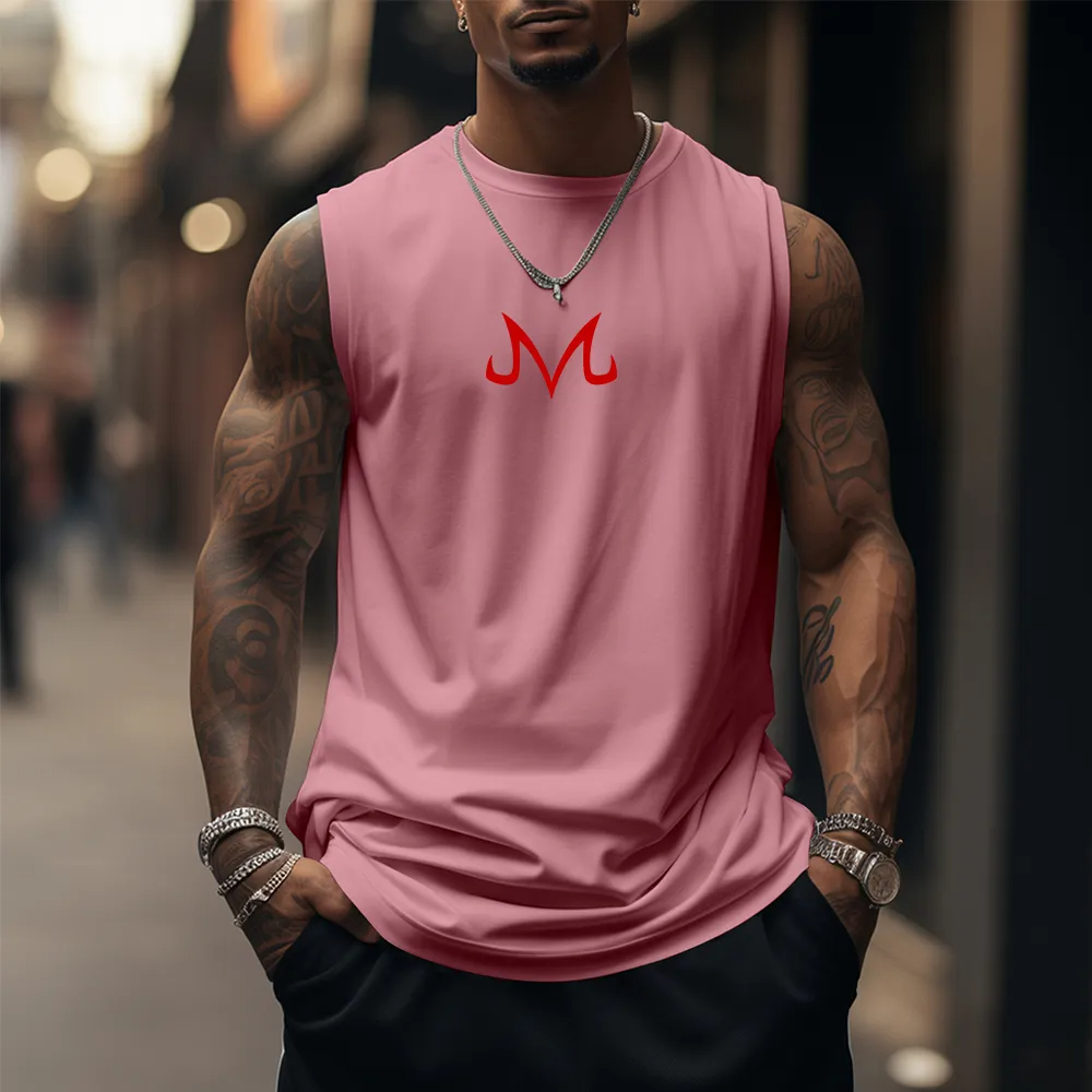 魔人ブウ ドラゴンボール アニメ プリント メンズ ピンク  - Tank Top Muscle のレビューと価格