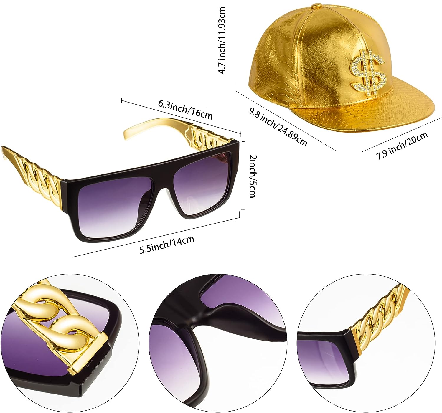 Pesenar-ヒップホップコスチュームキット,金メッキの金 - Sunglass Retainer Cord のレビューと価格
